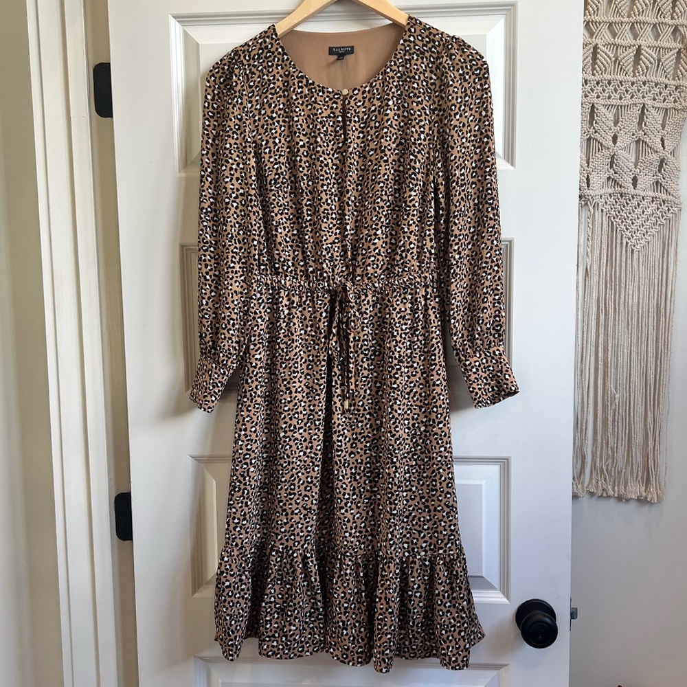 Talbots Soft Leopard Print Fit & Flare Dress Size… - image 2